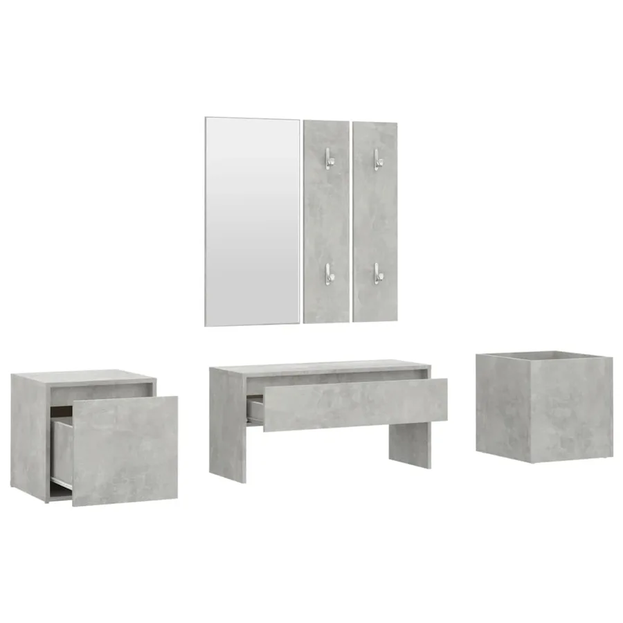 Ensemble de meubles de couloir Gris béton Bois d'ingénierie - 5