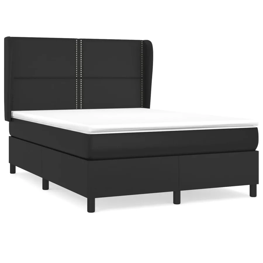 Sommier à lattes de lit avec matelas Noir 140x200 cm Similicuir - 2