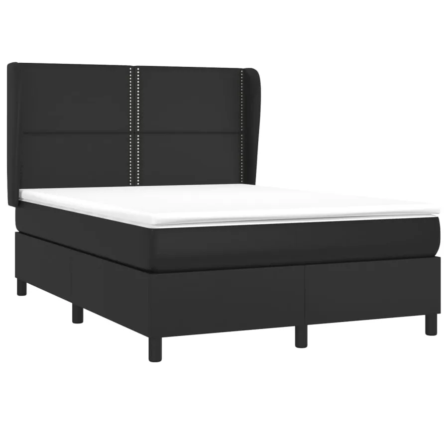 Sommier à lattes de lit avec matelas Noir 140x200 cm Similicuir - 3
