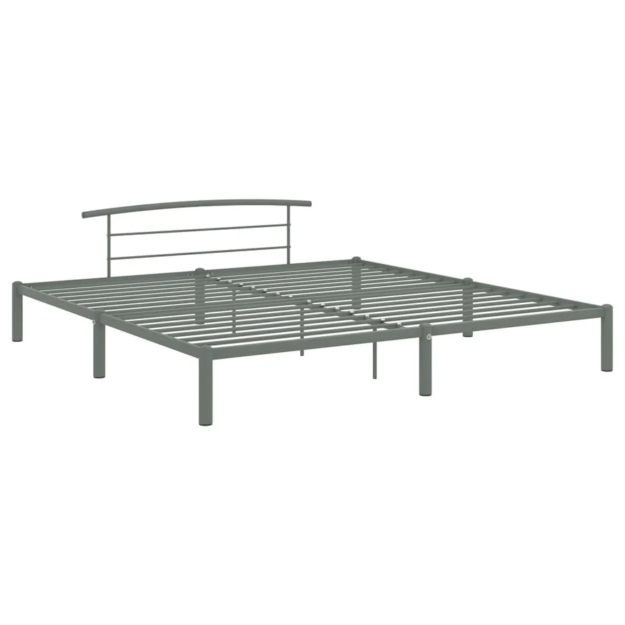 Cadre de lit sans matelas gris métal 180x200 cm - 2