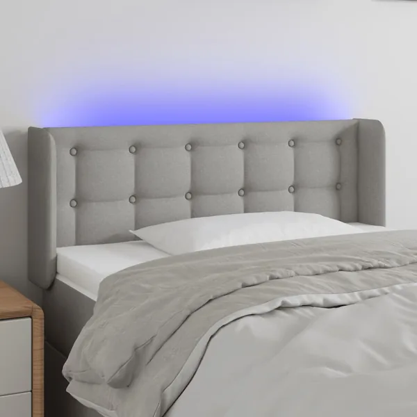 Tête de lit à LED Gris clair 83x16x78/88 cm Tissu