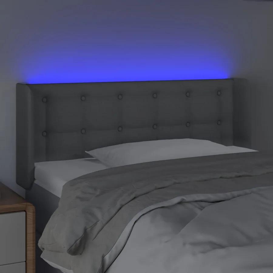 Tête de lit à LED Gris clair 83x16x78/88 cm Tissu - 4