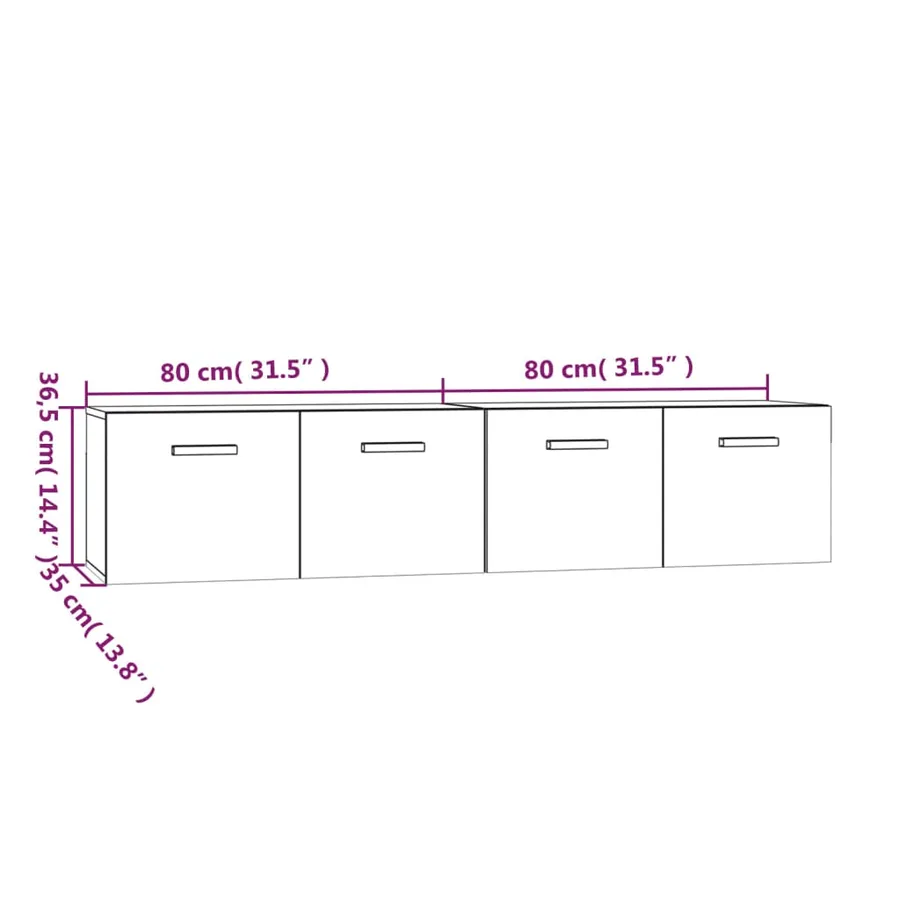 Armoires murales 2pcs Chêne fumé 80x35x36,5cm Bois d'ingénierie - 8