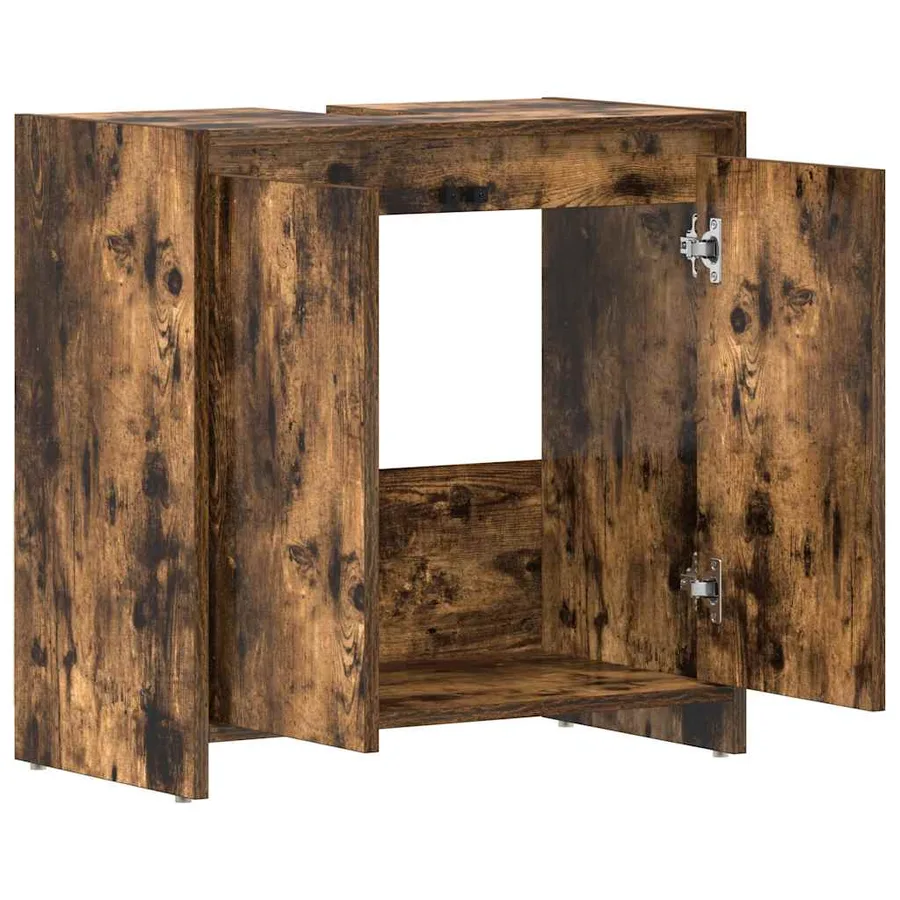 Armoire de bain Chêne fumé 60x33x61 cm Bois d'ingénierie - 5