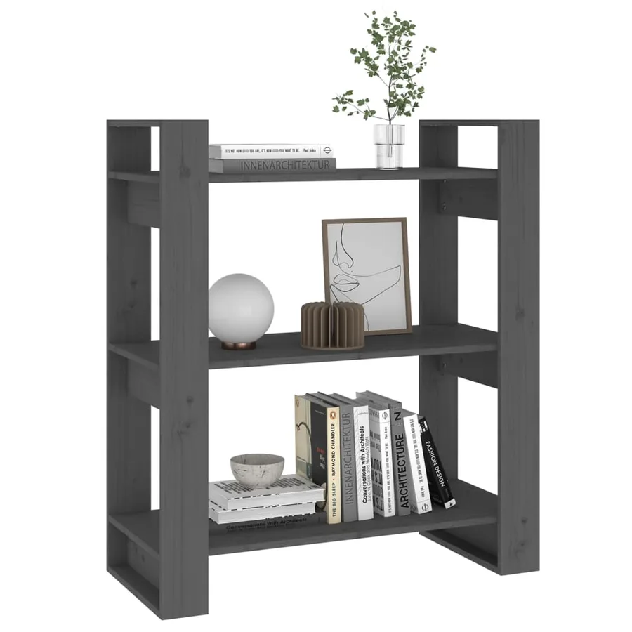 Bibliothèque/Séparateur de pièce Gris 80x35x91 cm Pin solide - 4