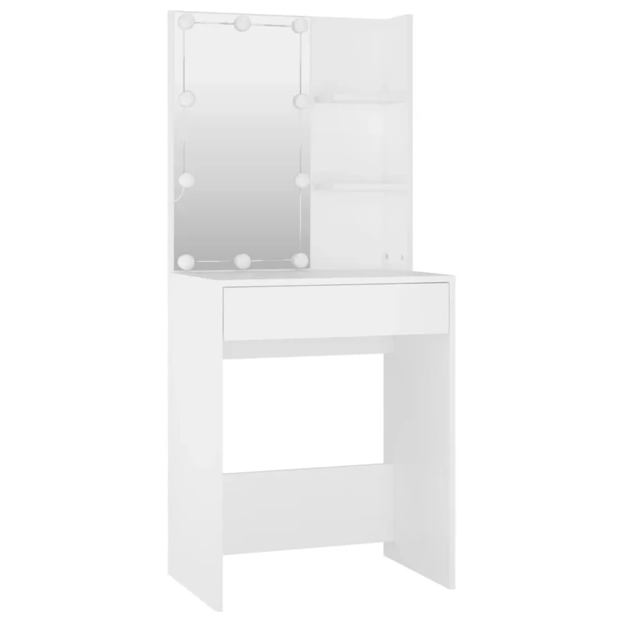 Ensemble de coiffeuse avec LED Blanc Bois d'ingénierie - 6