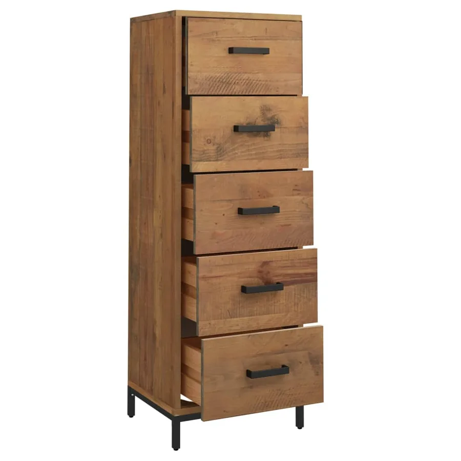 Commode 42x35x110 cm Bois de pin massif - 4