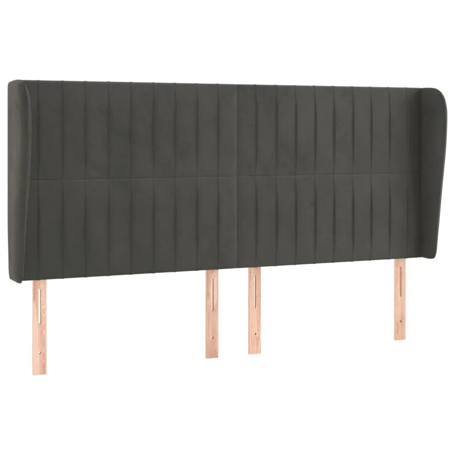 Tête de lit avec oreilles Gris foncé 203x23x118/128 cm Velours - 2