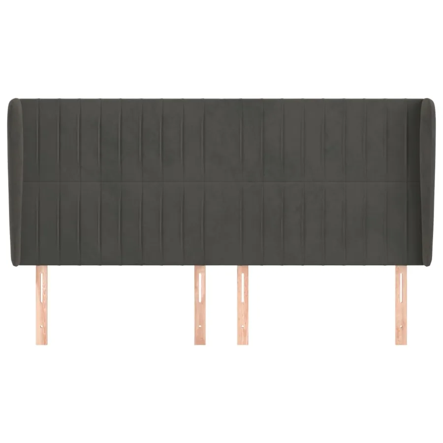 Tête de lit avec oreilles Gris foncé 203x23x118/128 cm Velours - 3
