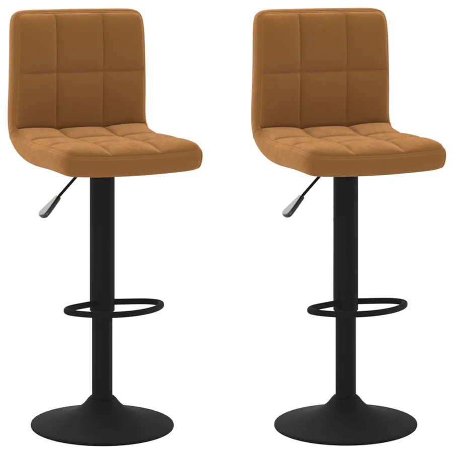 Tabourets de bar lot de 2 marron velours - 2