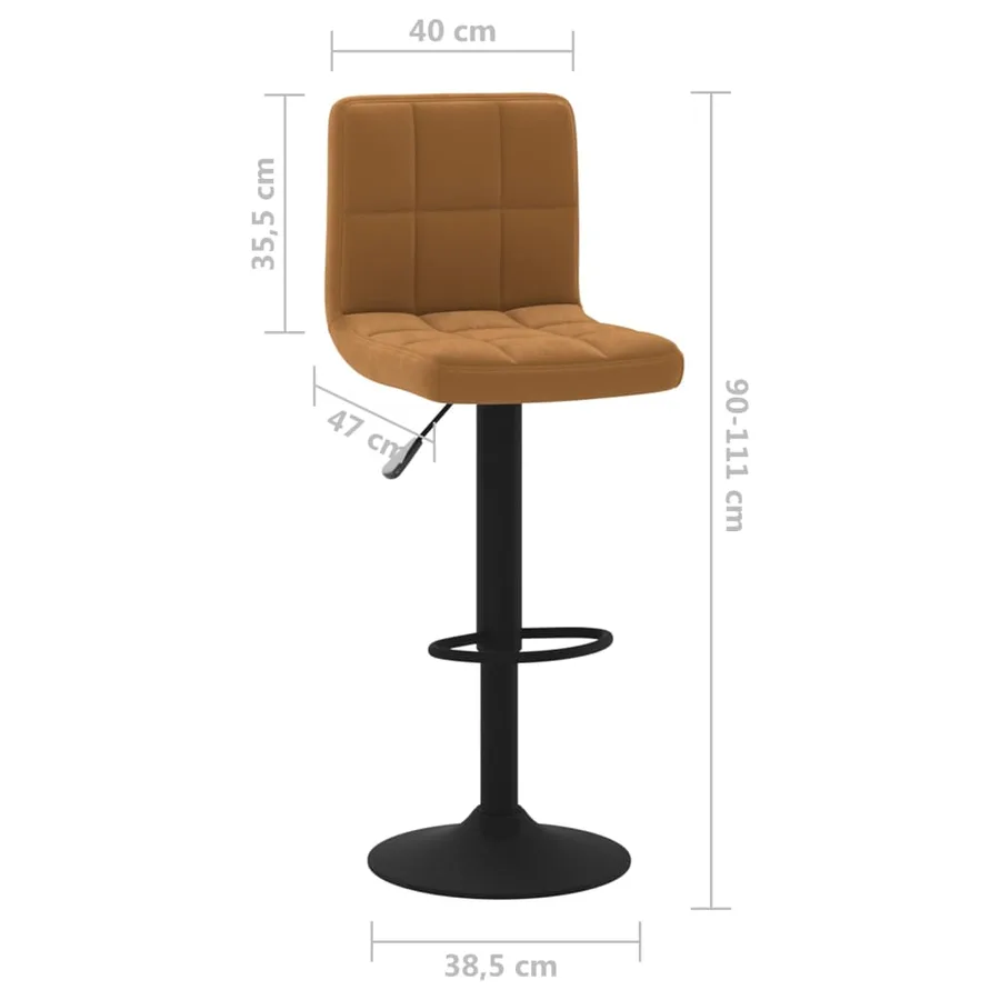 Tabourets de bar lot de 2 marron velours - 9