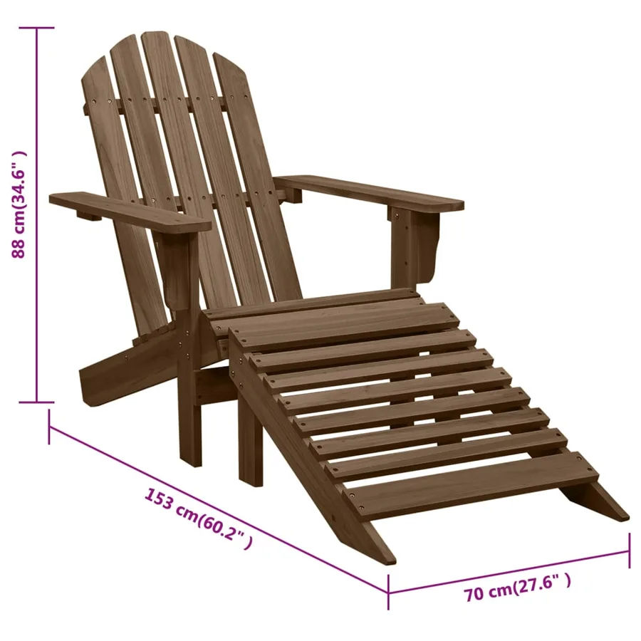 Chaise de jardin avec pouf Bois Marron - 8