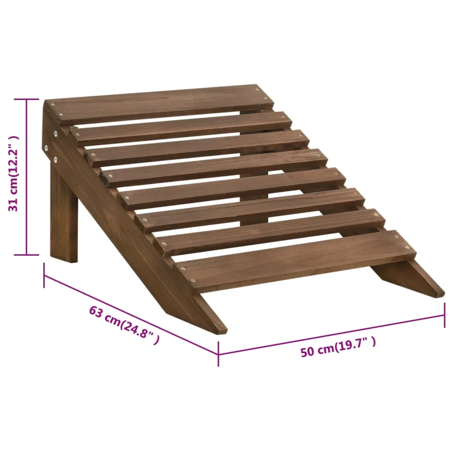 Chaise de jardin avec pouf Bois Marron - 9