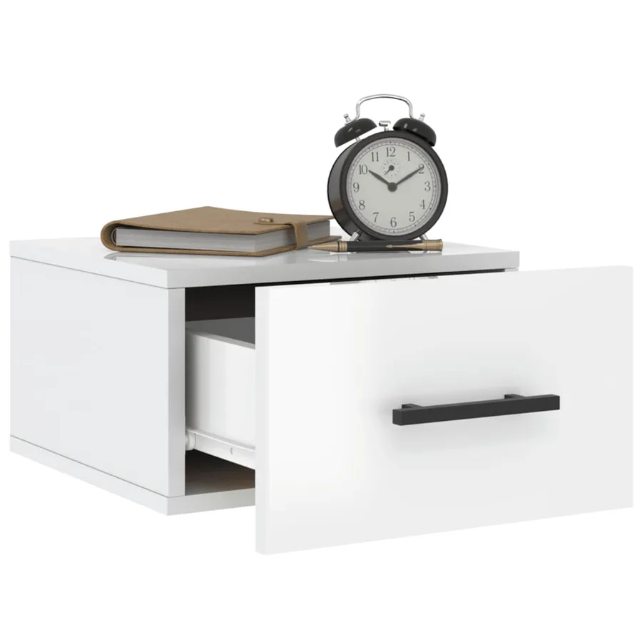 Tables de chevet murales 2 pcs blanc brillant 35x35x20 cm - 11