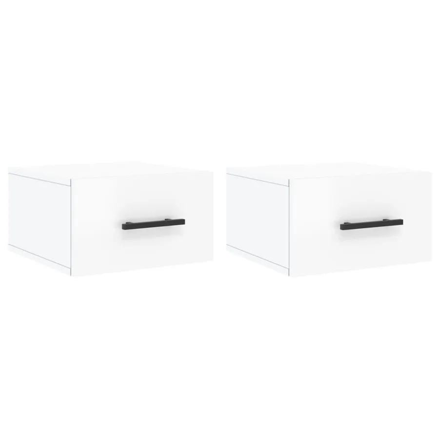 Tables de chevet murales 2 pcs blanc brillant 35x35x20 cm - 2
