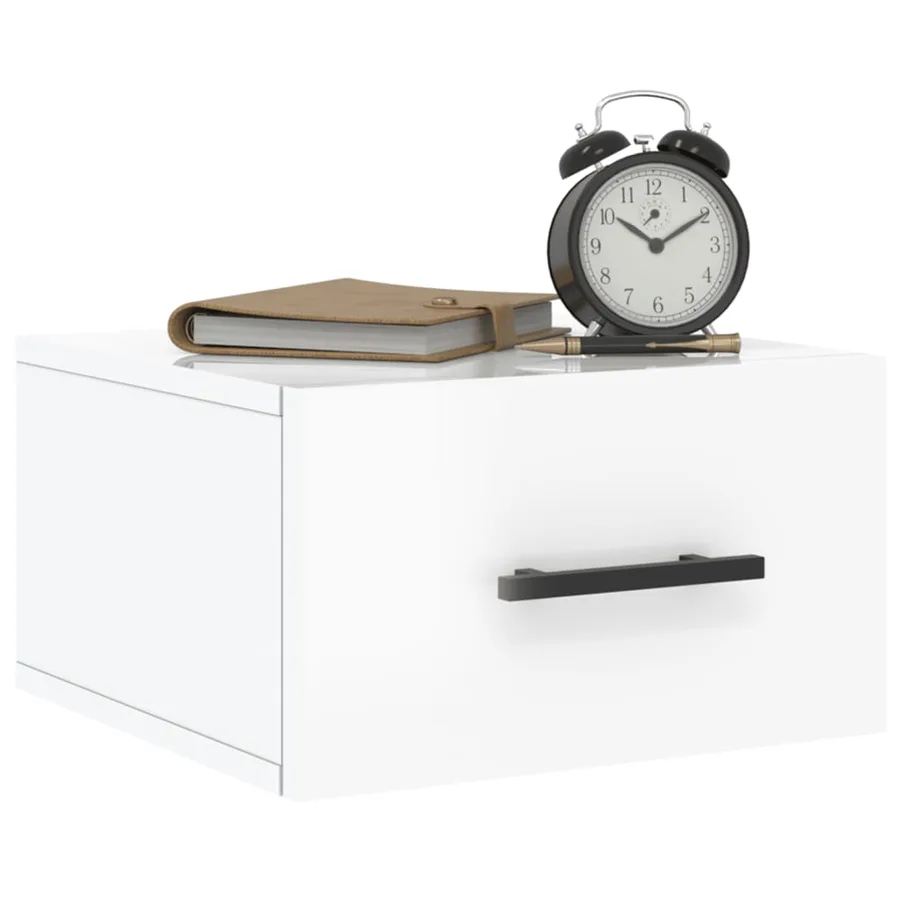 Tables de chevet murales 2 pcs blanc brillant 35x35x20 cm - 8