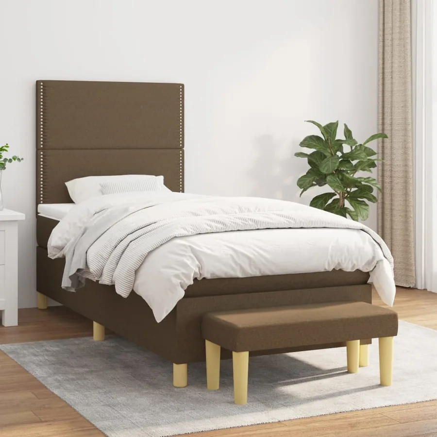 Sommier à lattes de lit avec matelas Marron foncé 100x200 cm