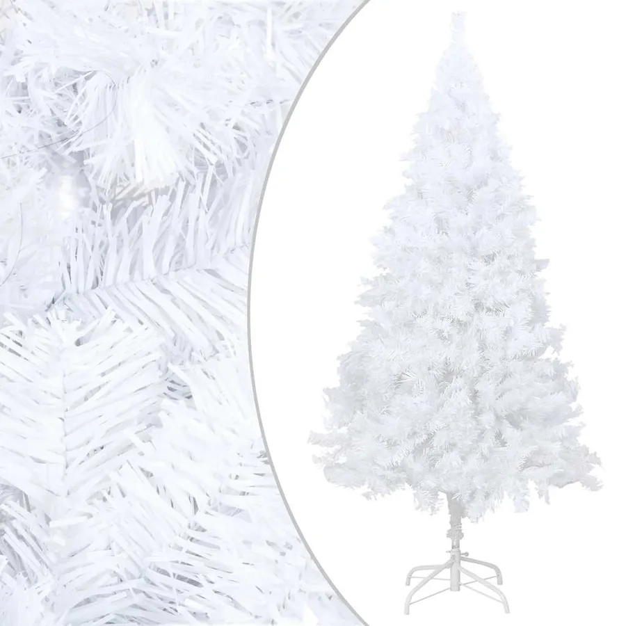 Arbre de Noël artificiel pré-éclairé et boules blanc 150 cm PVC - 2