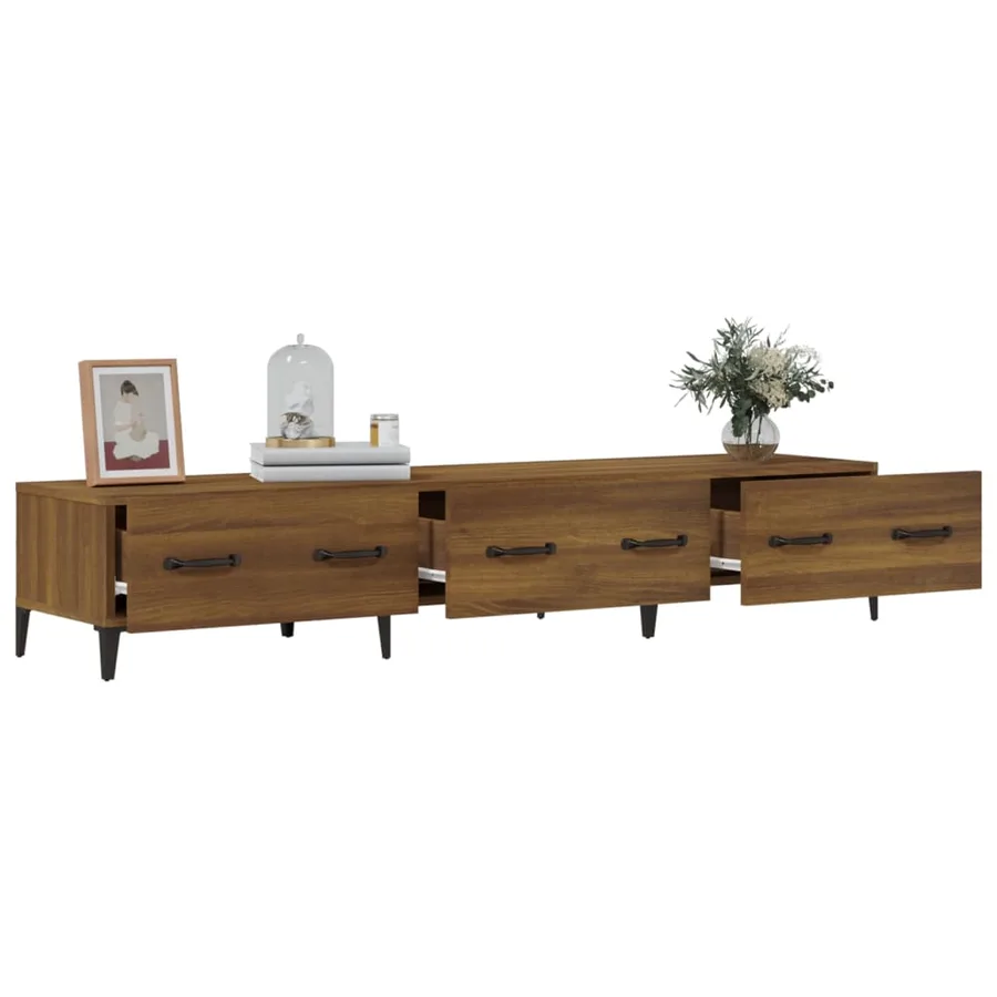 Meuble TV Chêne marron 150x34,5x30 cm Bois d'ingénierie - 5