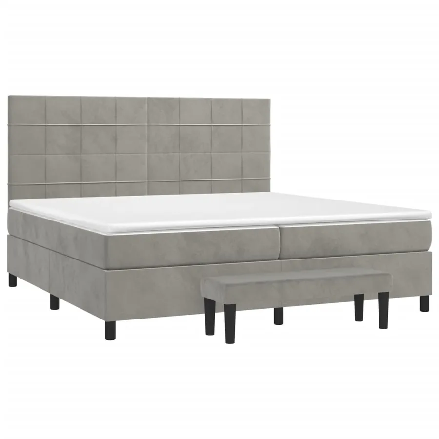 Sommier à lattes de lit et matelas Gris clair 200x200cm Velours - 3