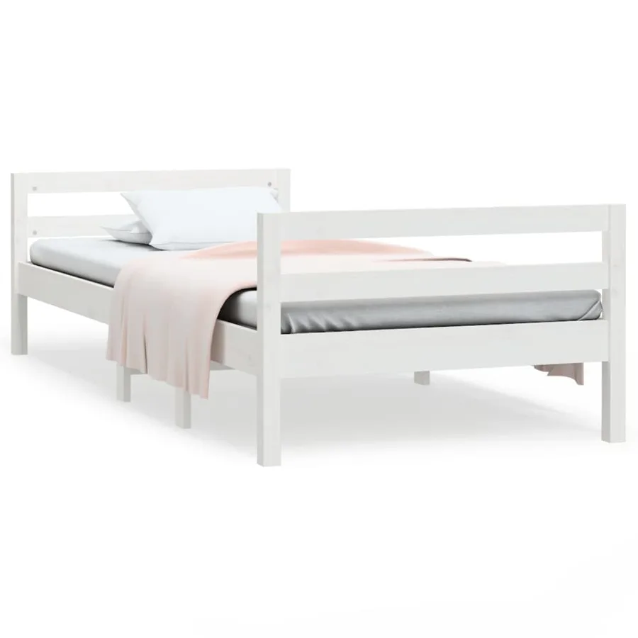 Cadre de lit sans matelas blanc 75x190 cm bois de pin massif - 2