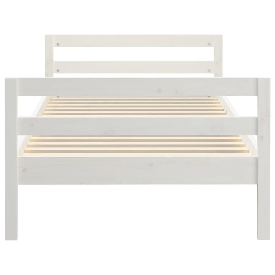 Cadre de lit sans matelas blanc 75x190 cm bois de pin massif - 5