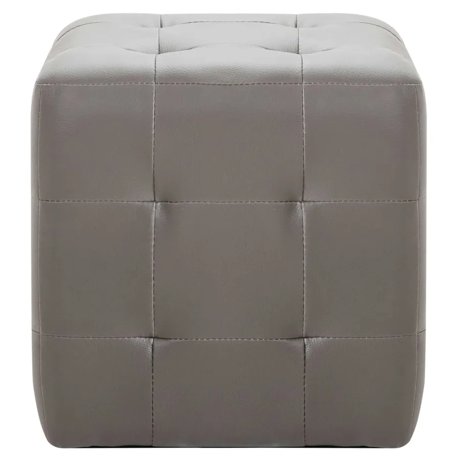 2 pcs Tables de chevet Gris 30x30x30 cm Similicuir - 3