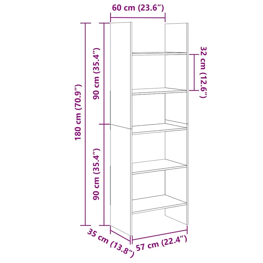 Bibliothèque Chêne sonoma 60x35x180 cm Bois d’ingénierie - 10
