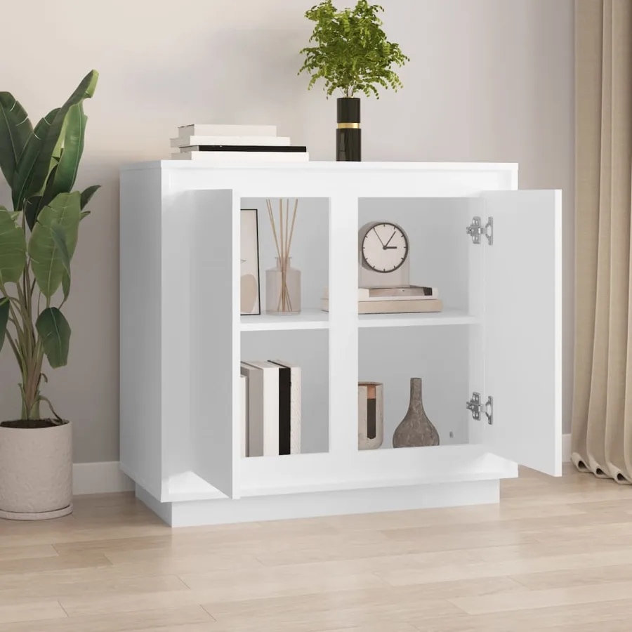 Buffet blanc 80x34x75 cm bois d'ingénierie - 3