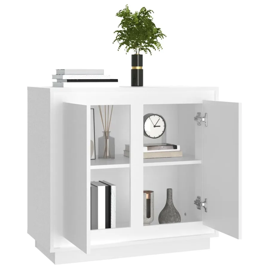 Buffet blanc 80x34x75 cm bois d'ingénierie - 4