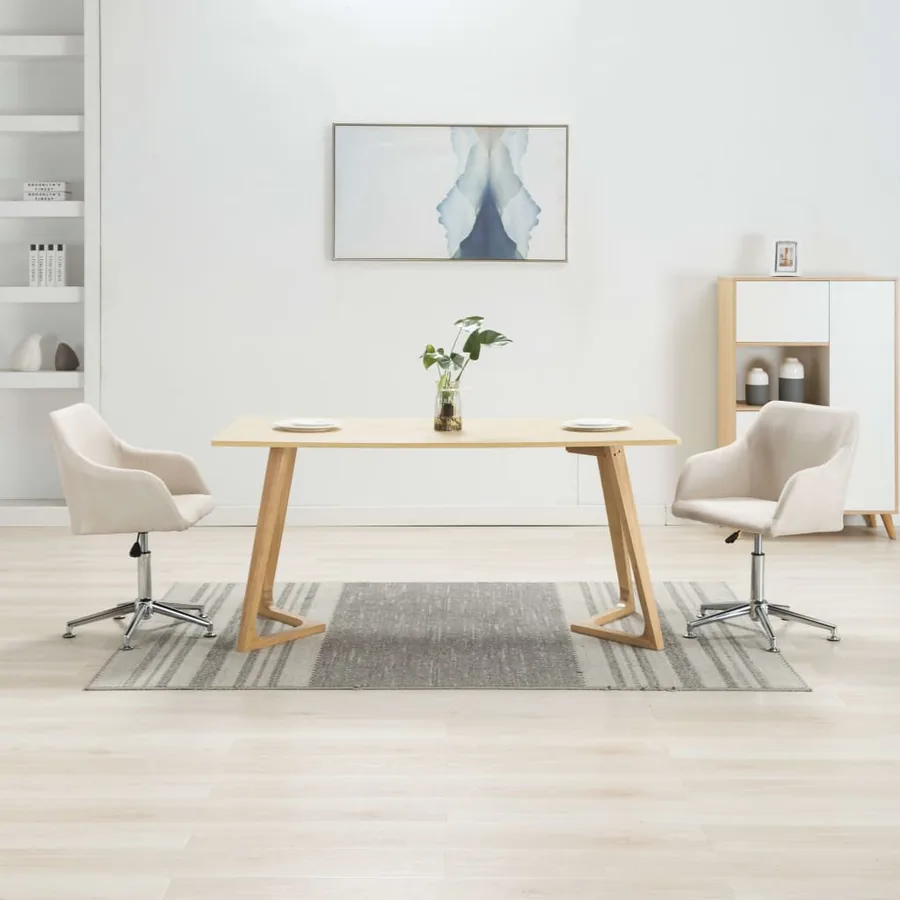 Chaises pivotantes à manger lot de 2 crème tissu