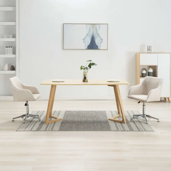 Chaises pivotantes à manger lot de 2 crème tissu