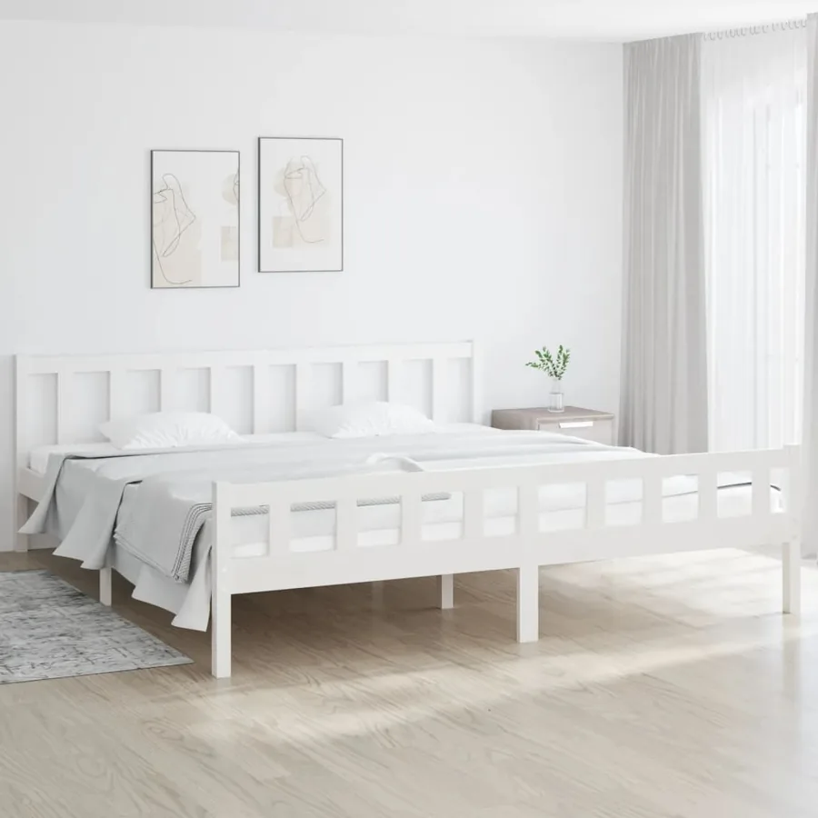 Cadre de lit sans matelas blanc bois massif 160x200 cm