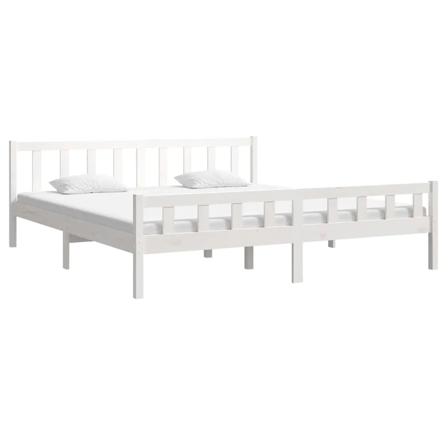 Cadre de lit sans matelas blanc bois massif 160x200 cm - 3