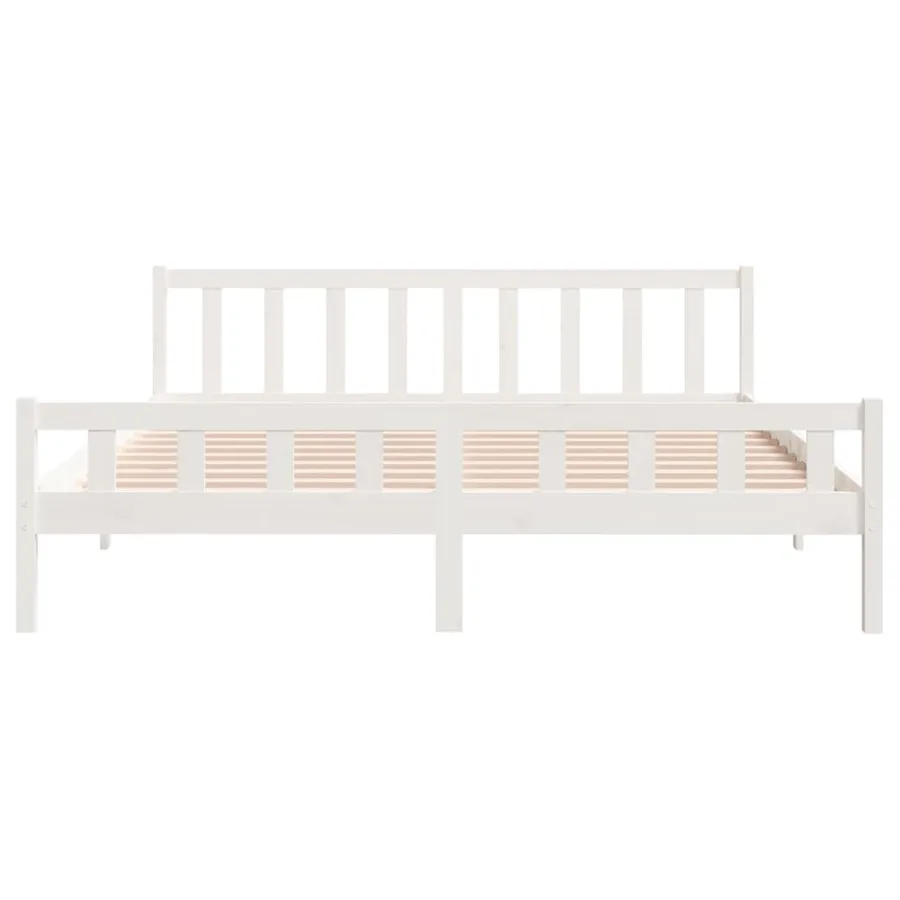 Cadre de lit sans matelas blanc bois massif 160x200 cm - 5