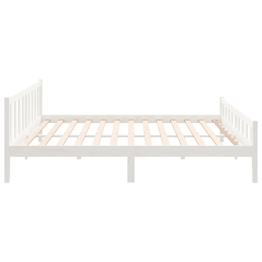 Cadre de lit sans matelas blanc bois massif 160x200 cm - 6