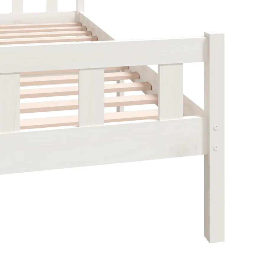 Cadre de lit sans matelas blanc bois massif 160x200 cm - 7