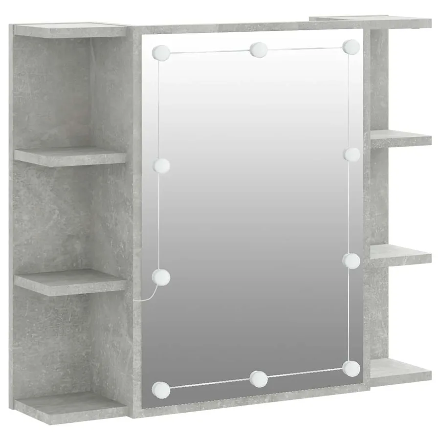 Armoire à miroir avec LED Gris béton 70x16,5x60 cm - 2