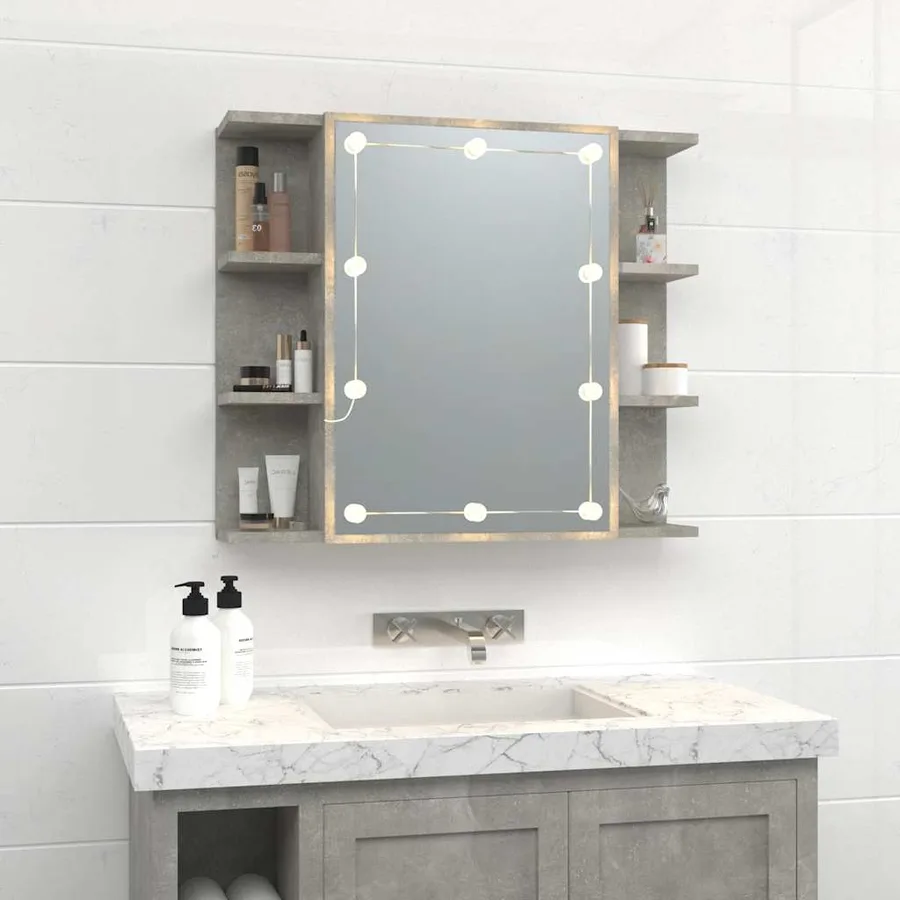 Armoire à miroir avec LED Gris béton 70x16,5x60 cm - 3