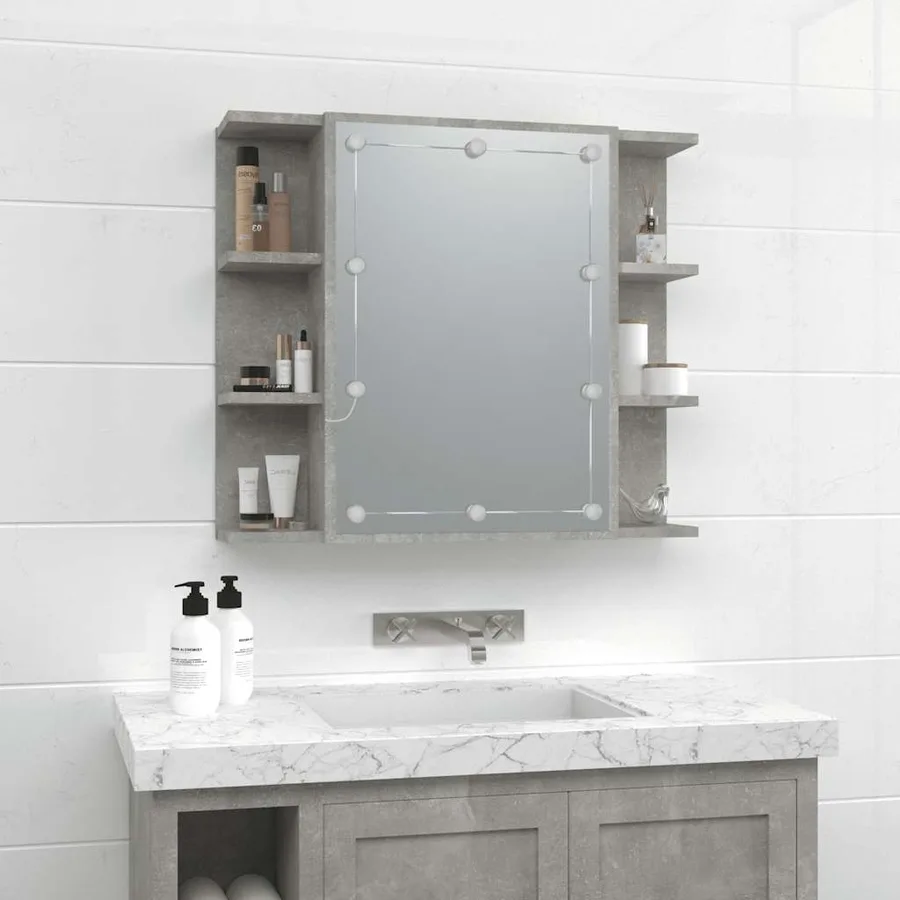 Armoire à miroir avec LED Gris béton 70x16,5x60 cm - 4
