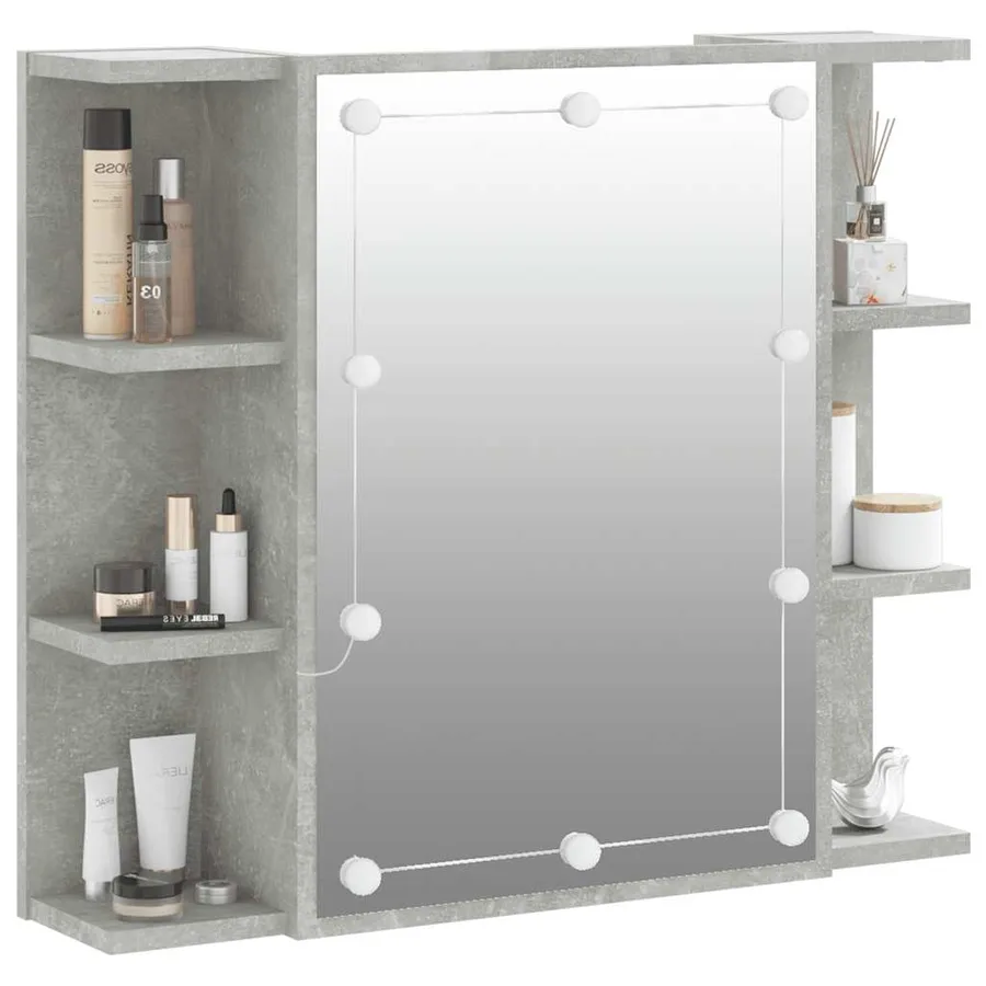 Armoire à miroir avec LED Gris béton 70x16,5x60 cm - 6