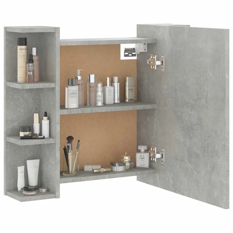 Armoire à miroir avec LED Gris béton 70x16,5x60 cm - 7