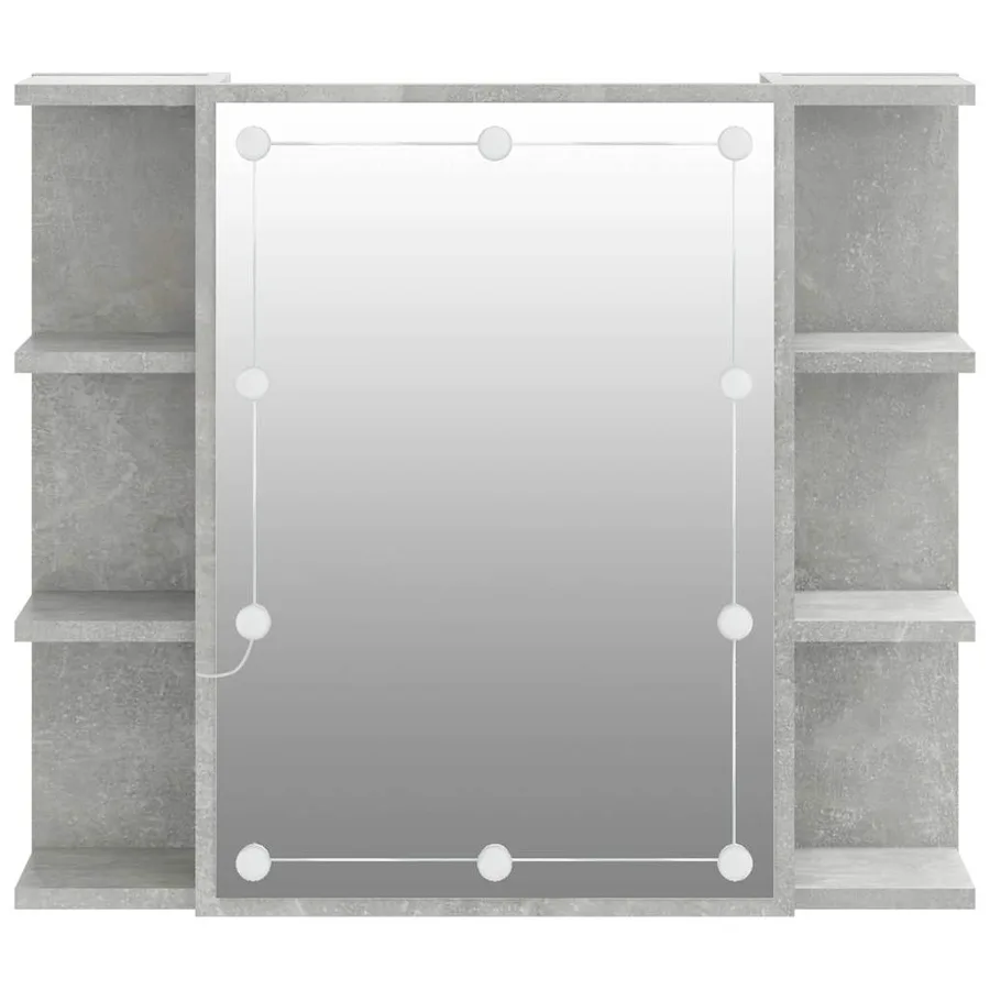 Armoire à miroir avec LED Gris béton 70x16,5x60 cm - 8