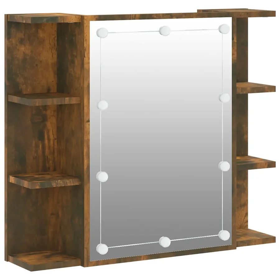 Armoire à miroir avec LED Chêne fumé 70x16,5x60 cm - 2