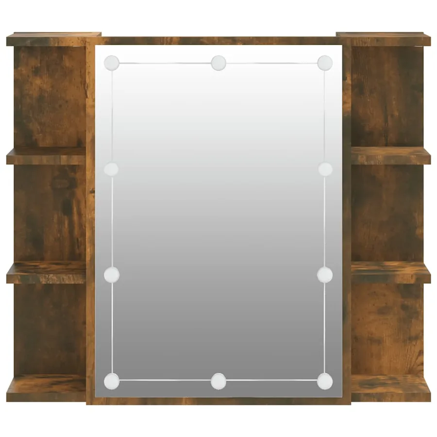 Armoire à miroir avec LED Chêne fumé 70x16,5x60 cm - 8