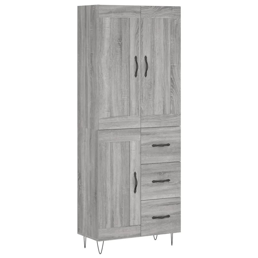 Buffet haut Sonoma gris 69,5x34x180 cm Bois d'ingénierie - 2