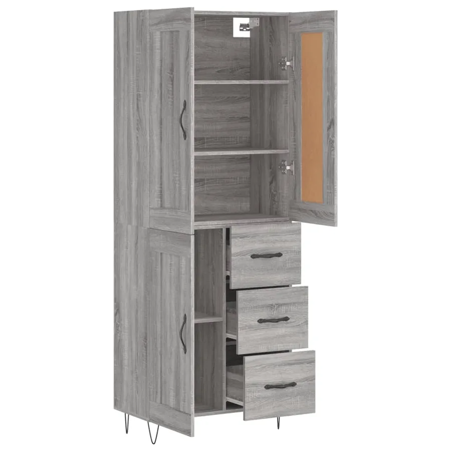 Buffet haut Sonoma gris 69,5x34x180 cm Bois d'ingénierie - 4