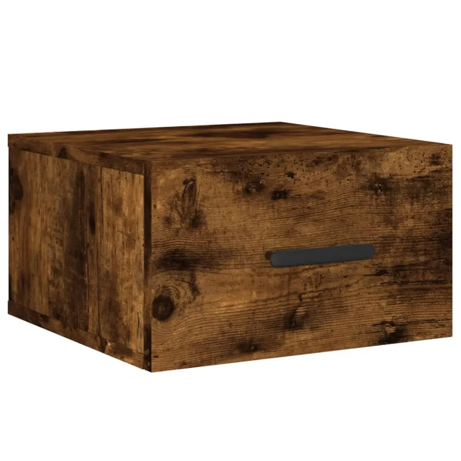 Table de chevet murale chêne fumé 35x35x20 cm - 2