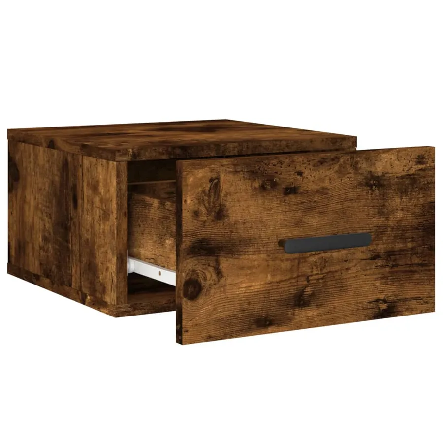 Table de chevet murale chêne fumé 35x35x20 cm - 6