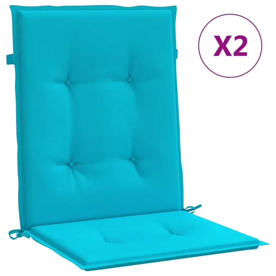 Coussins de chaise à dossier bas lot de 2 turquoise tissu - 2